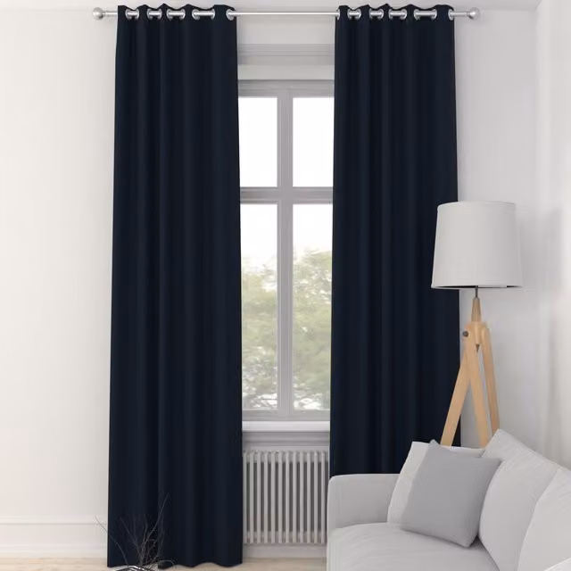 Terrys Clarence Made to Measure Opaque Velvet Eyelet Curtain Panel in Blue