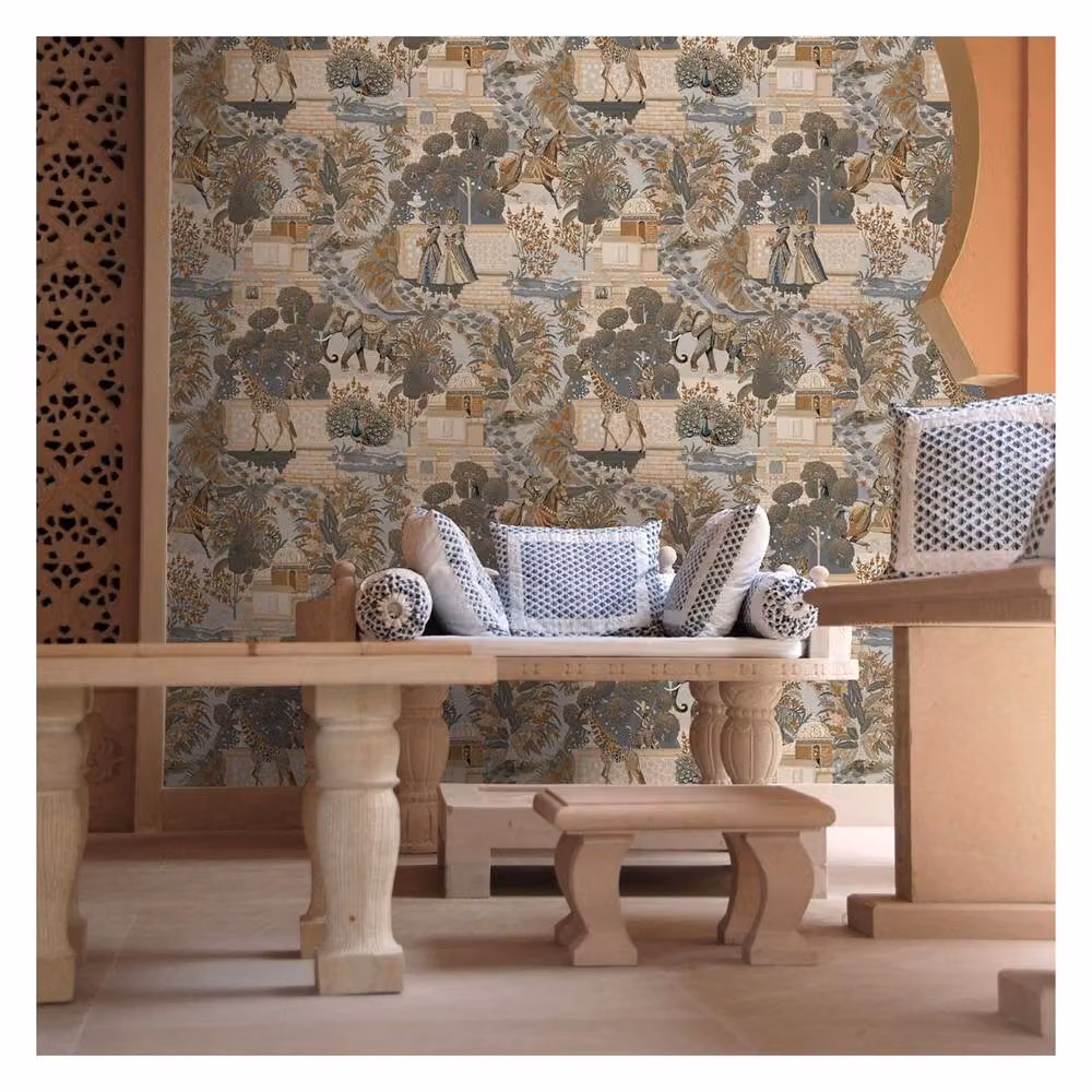 Holden Décor Eastern Horizons Animal Palace Wallpaper in Pale Blue – 2