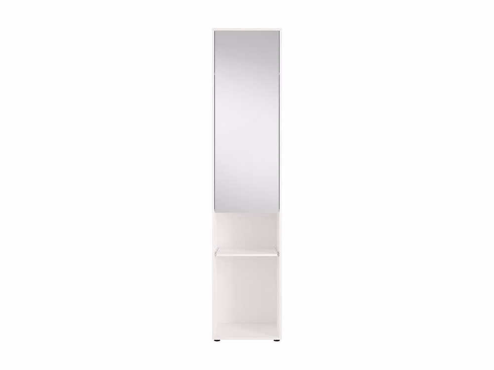 Vente-unique White Storage Column for Wall Bed with Mirror and Wardrobe