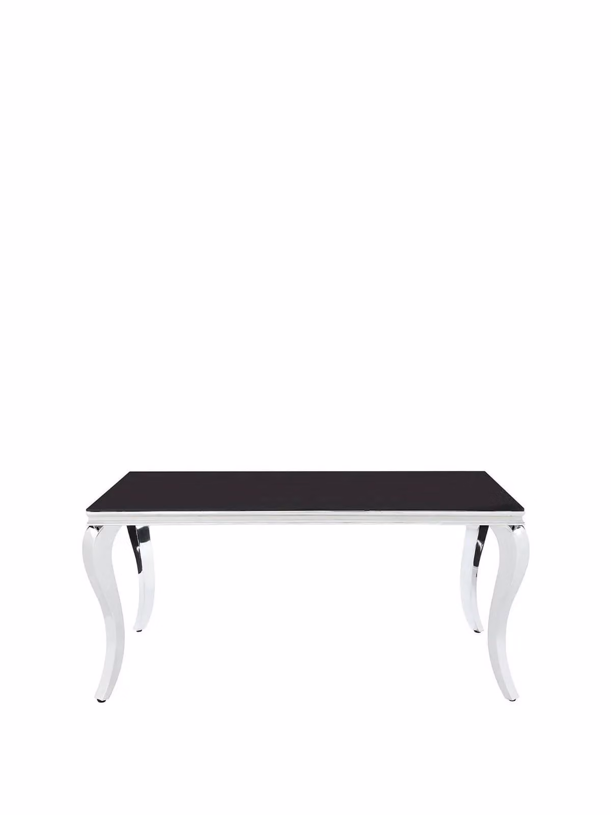 Grace Modern Rectangular Dining Table with Black Glossy Glass Top and Chrome Legs