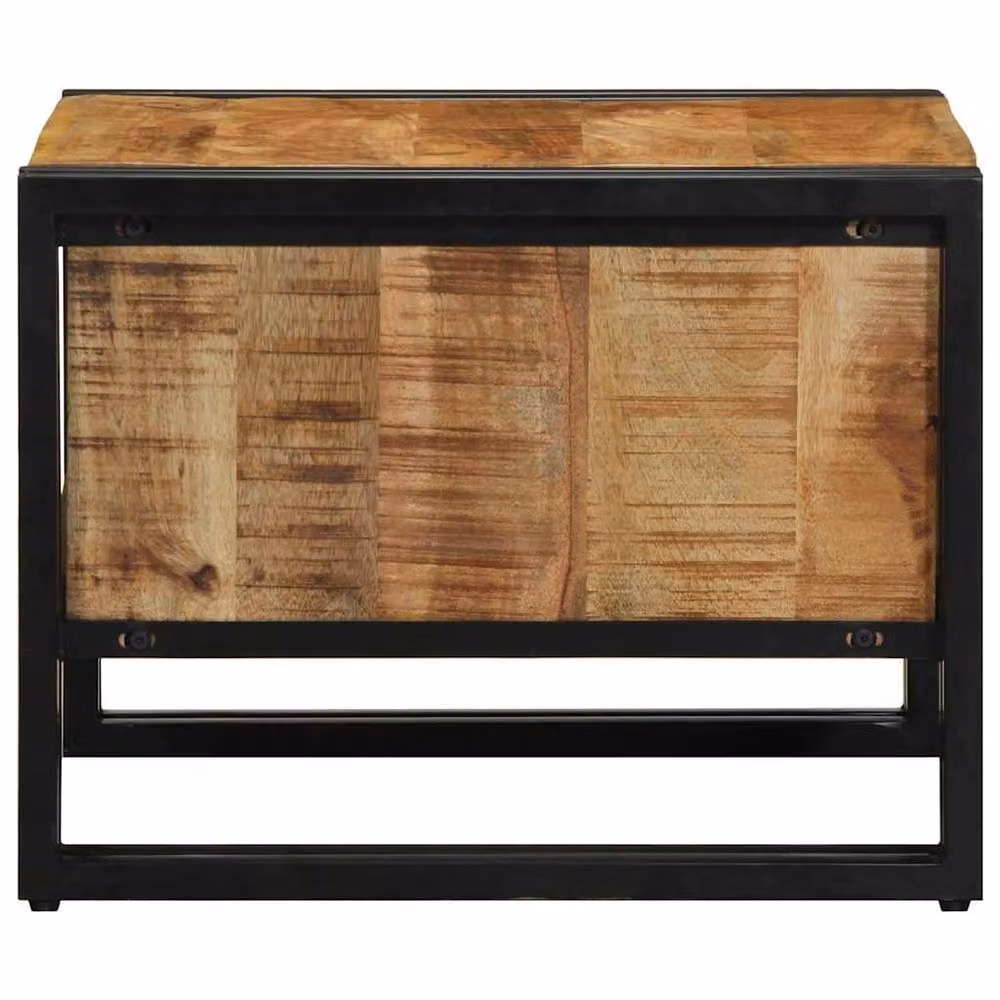 Berkfield Home Beautiful Coffee Table in Brown Solid Rustic Mango Wood W/D/H: 50 x 50 x 38 cm – 4