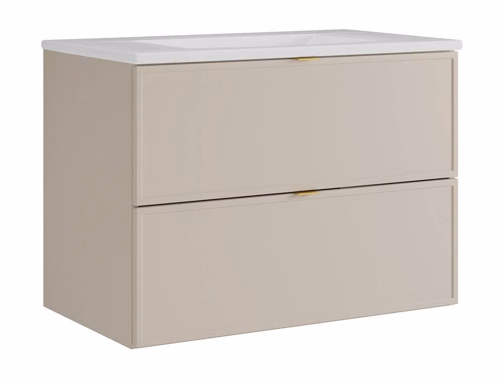 Vente-unique Wall-Hung Bathroom Vanity Unit with Inset Basin in Matt Beige, 80 cm – 2