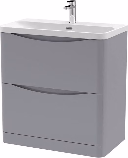 Balterley Grey Floor Standing 2 Drawer Bathroom Vanity with Ceramic Basin, Width: 80 cm – 1