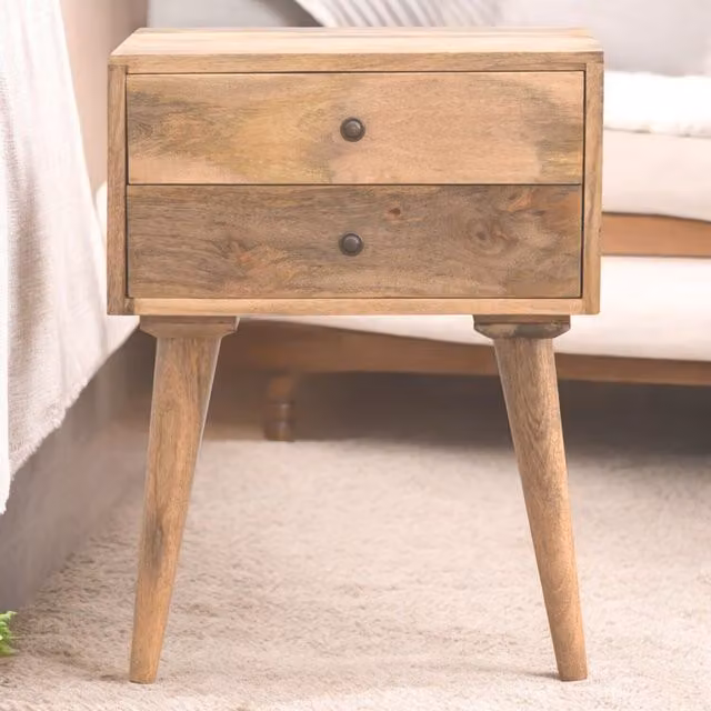 Artisan Furniture Modern Mango Wood Bedside Table in Brown