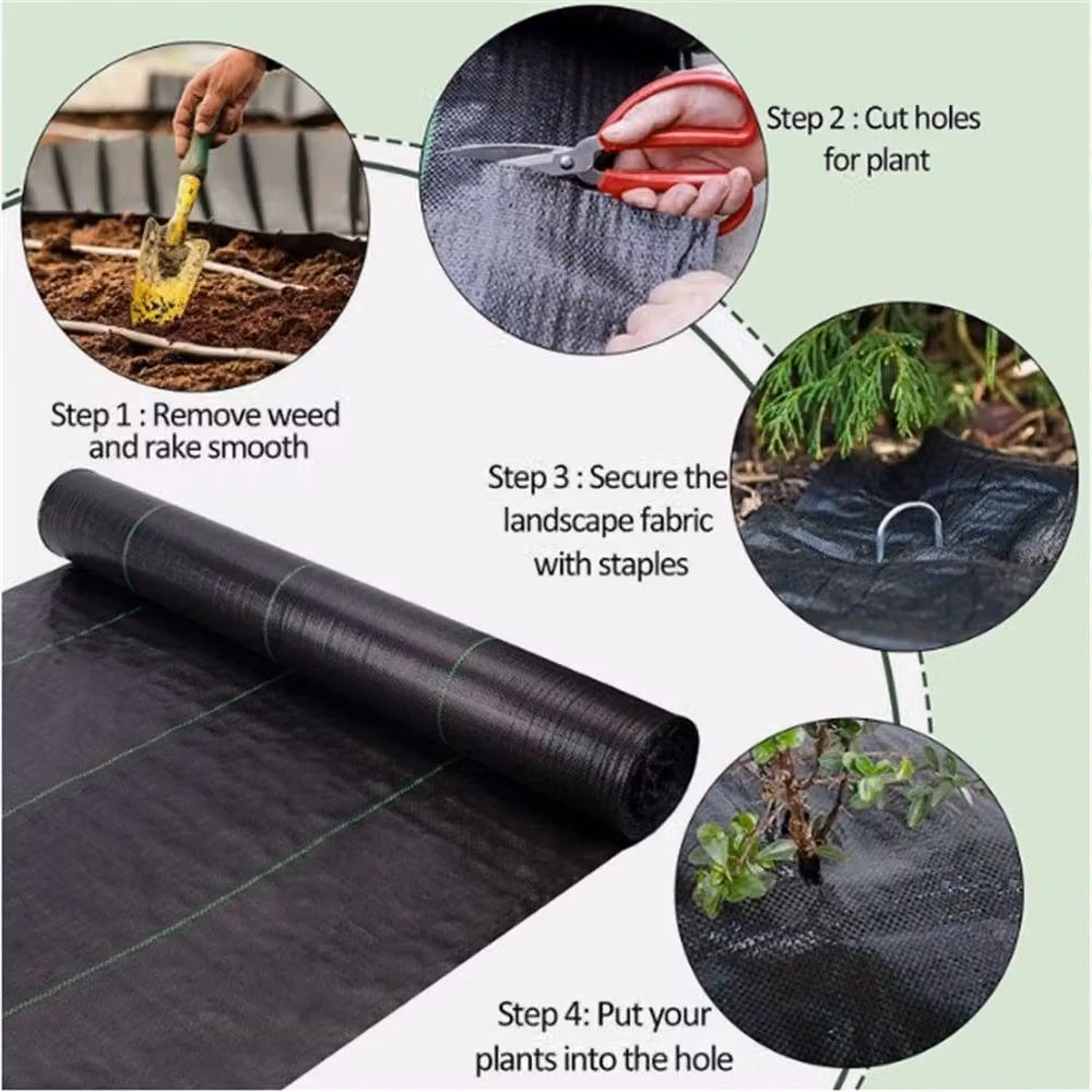 EONLION Black Weed Control Fabric Garden Liner Landscape Membrane, W: 2 m, L: 25 m – 2