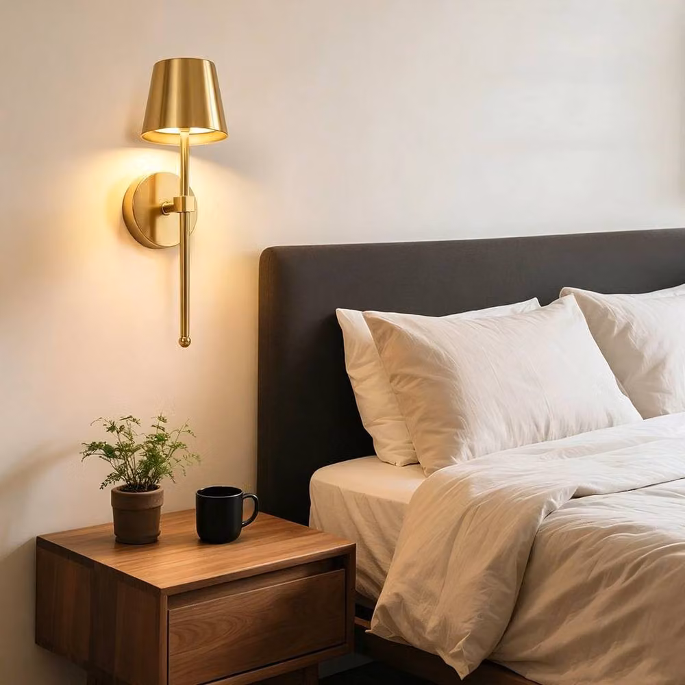 FORGEVIO Gold Rechargeable Battery Operated Dimmable LED Wall Light with Remote Control – 2