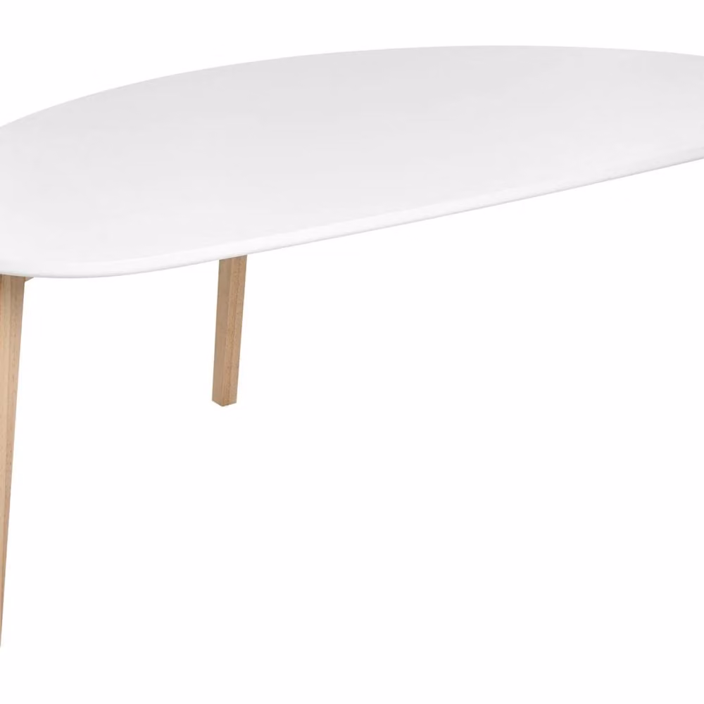 Wyld and Coco White Laminated Wood Coffee Table with Pine Wood Legs – 2