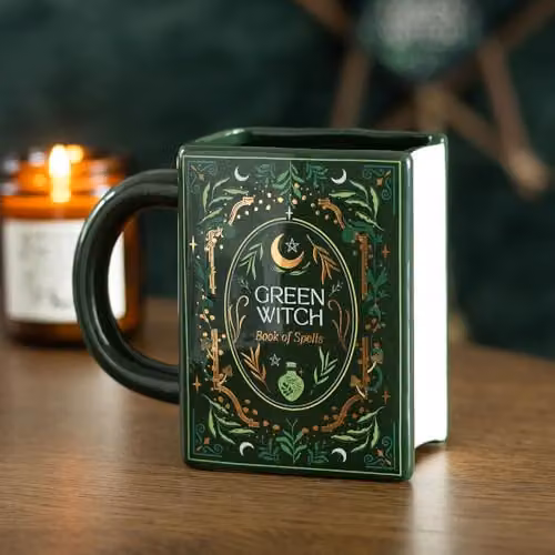 Something Different Wholesale Green Witch Book Shaped Ceramic Mug, 450ml, Green – 2