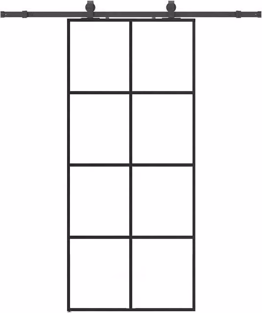 Berkfield Home Modern Sliding Glass Door with Hardware Set in Black, W: 90 cm, H: 205 cm – 1