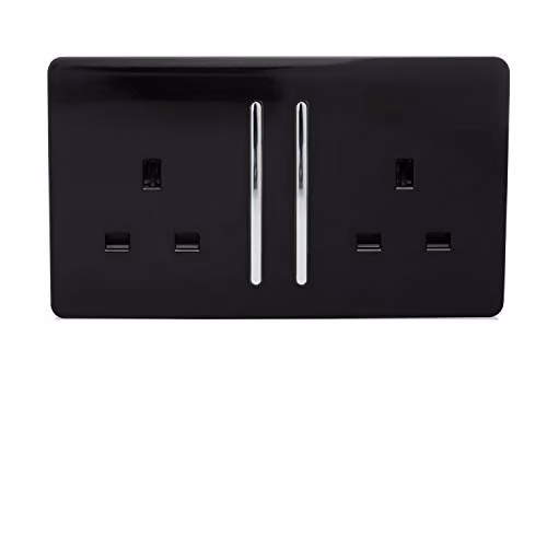 Trendi Switch Flush 2 Gang Socket in Black – 2