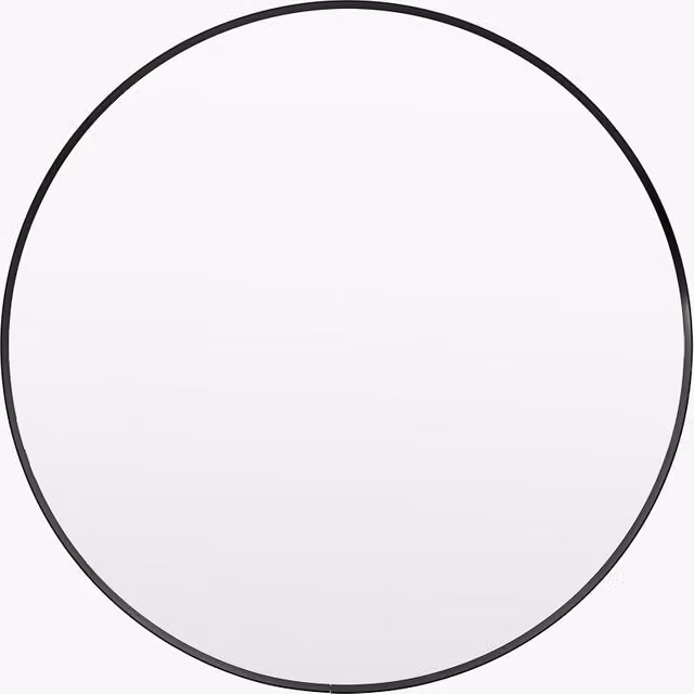 Perch & Parrow Minimalist Round Wall Mirror in Black, W/D/H: 80 x 80 x 1 cm – 1