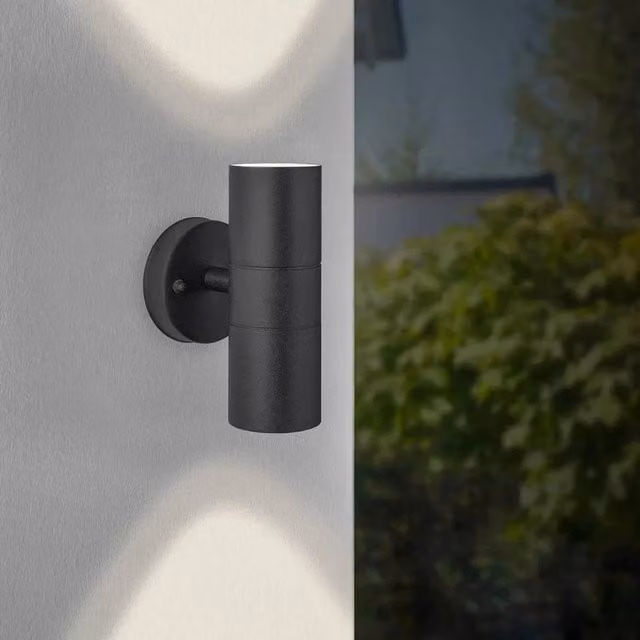 FLAVORA Black Stainless Steel Up Down GU10 Wall Light for Garden and Outdoor Use – 1