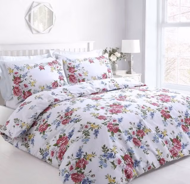 Velosso Vintage Floral Duvet Cover and Pillowcase Set, Multicolour, W: 90 cm, H: 200 cm