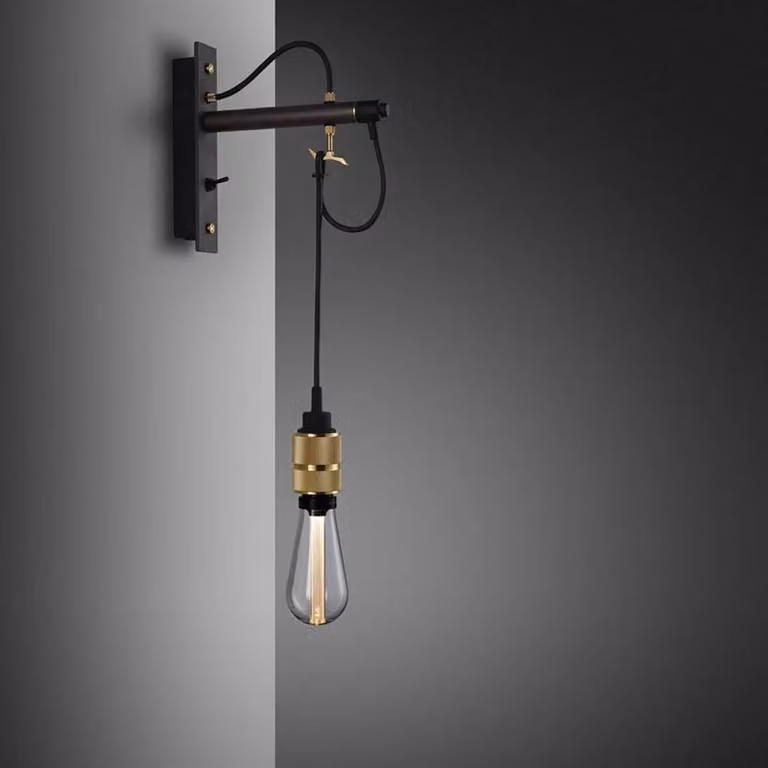 Buster + Punch Industrial Metal Wall Light in Black with Transparent Glass
