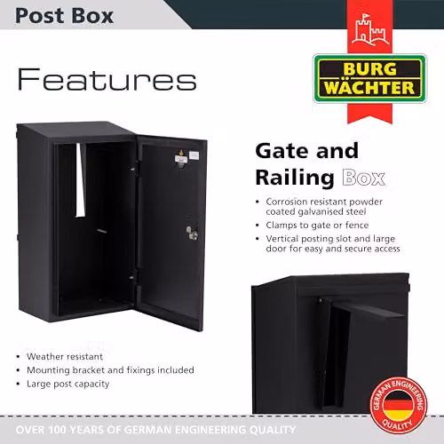 Burg-Wächter Steel Letterbox, Black – 2