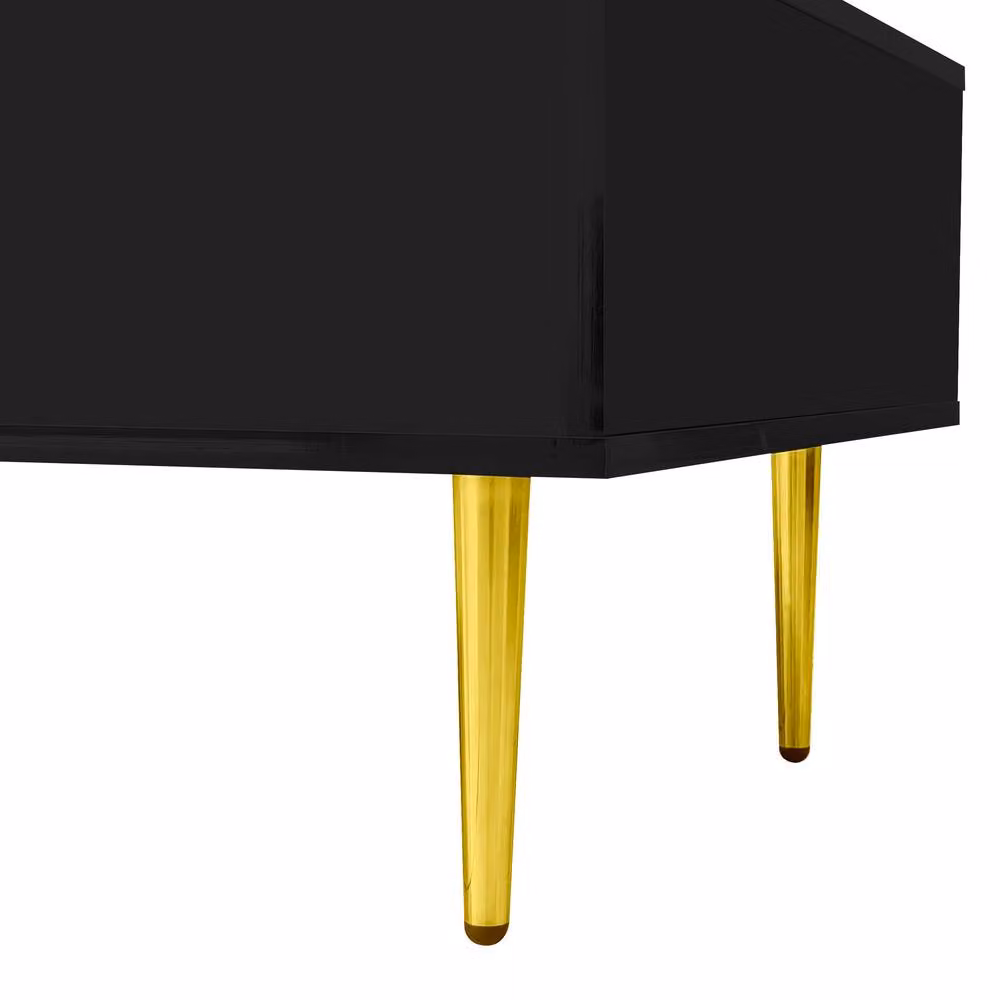 Merax High-Gloss Coffee Table with 2 Drawers in Black, W: 60.0 cm, D: 41.5 cm, H: 60.0 cm – 7