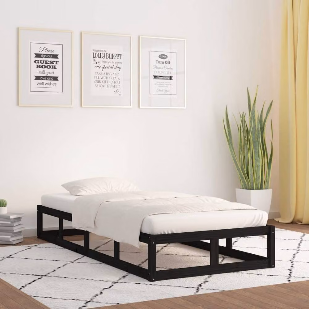 Berkfield Home Small Single Solid Wood Bed Frame in Black, W/D/H: 75 x 190 cm – 2