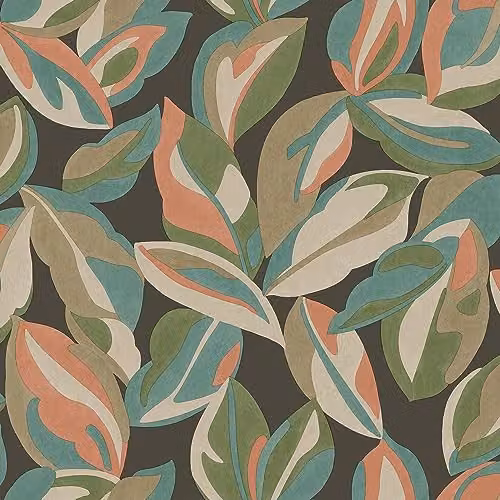 Holden Decor Botanical Abstract Leaf Nature Wallpaper in Anthracite Grey