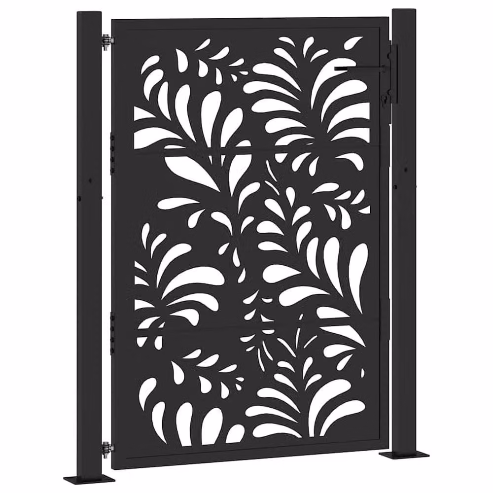 Berkfield Home Beautiful Garden Gate in Black Steel with Wave Design, W: 105 cm, H: 130 cm – 3