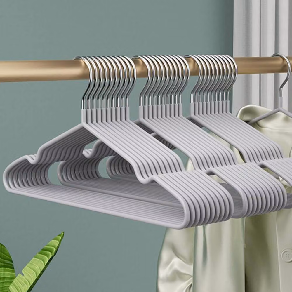ATEK Grey Metal Heavy Duty Non-Slip Rubber Coated Clothes Hangers, 60 Pack – 2
