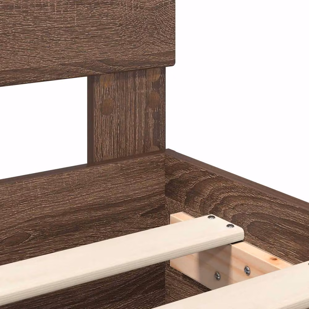 Berkfield Home Modern Bed Frame with Headboard in Brown Oak MDF, W/D/H: 190 x 70 x 70 cm – 4