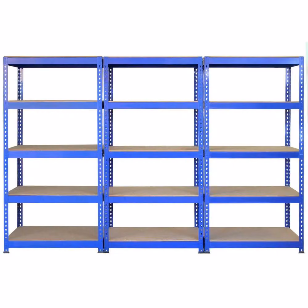 Monstershop Set of 5 Q-Rax Blue Metal and MDF Industrial Racking Units, W/D/H: 90 x 50 x 182.5 cm – 3