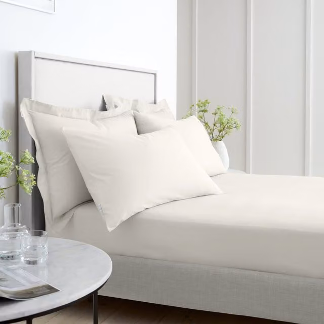 Bianca 200 Thread Count Cotton Percale Extra Deep King Fitted Sheet, Beige, Depth: 32 cm, W/D/H: 150 x 200 cm