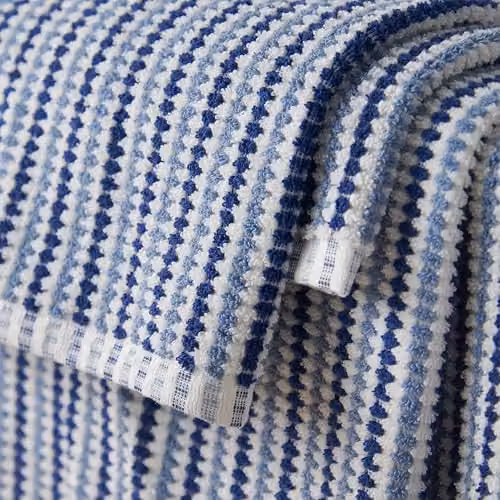 Catherine Lansfield Rice Weave Stripe Cotton Bath Sheet in Blue, W: 100 cm, H: 150 cm – 2