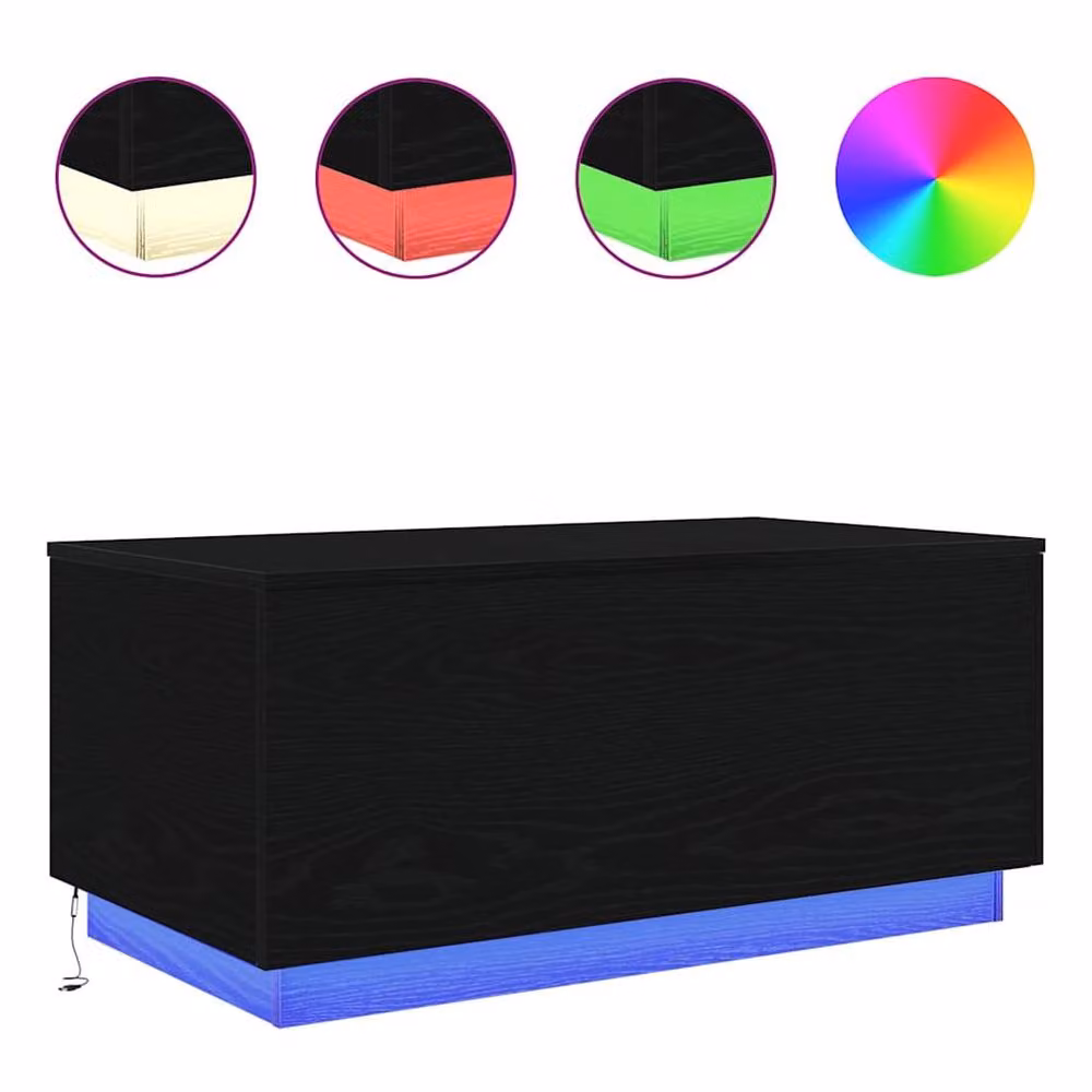 Berkfield Home Modern Coffee Table with LED Lights in Black Oak, W: 90 cm, D: 50 cm, H: 40 cm – 3