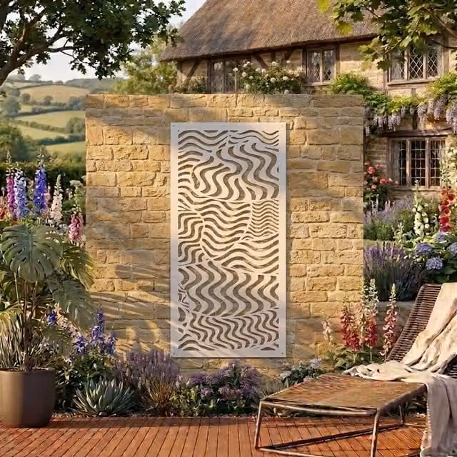 Laser Hut Uley Screen Abstract Metal Wall Art in White and Black