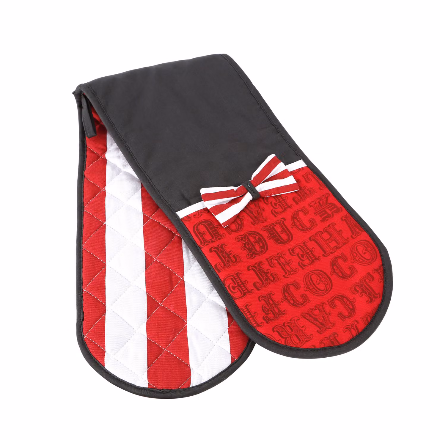 Orsina Double Oven Glove in Red, White and Black Cotton – 2