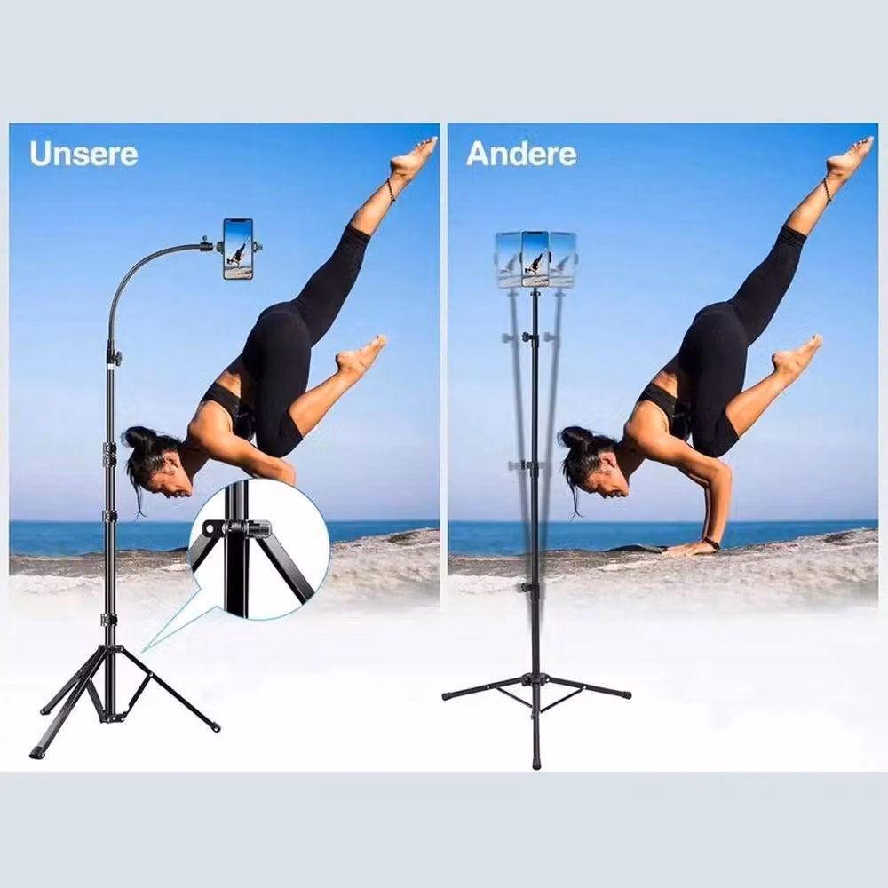 FLAVORA Heavy Duty Flexible Phone Tripod Stand, Black, Height: 170 cm – 3