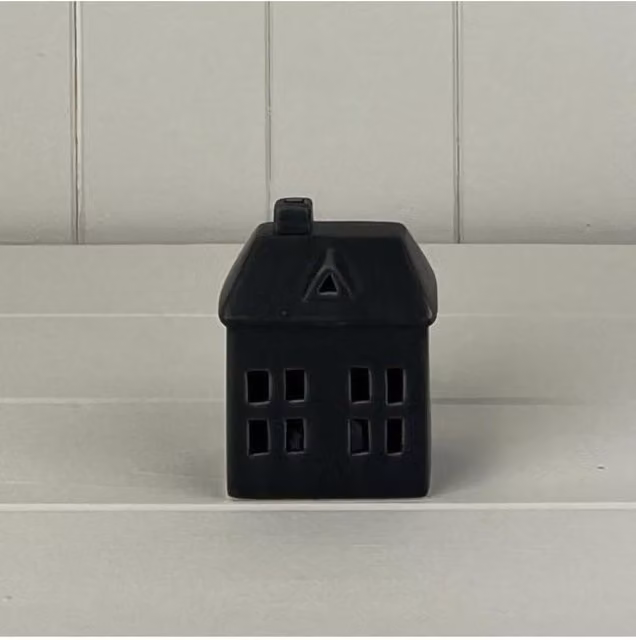 KDMD Black Ceramic Minimalist House with LED for Christmas Tabletop Decoration