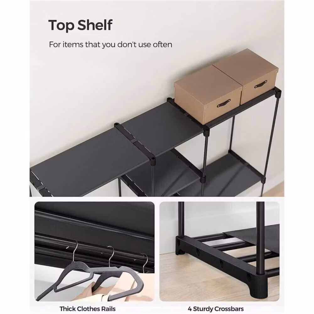 KORVIXA Industrial Open Wardrobe Clothes Rail Rack in Matt Black – 3