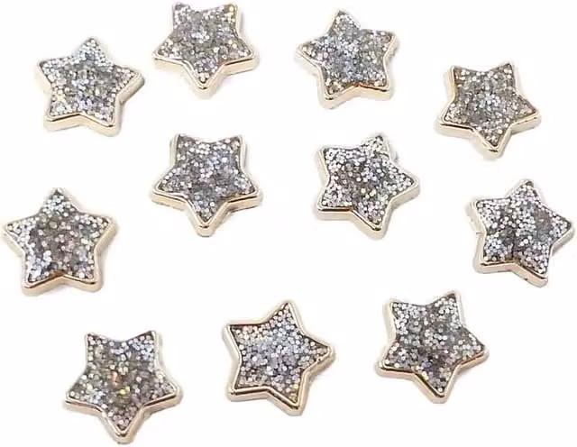 Syntego Pack of 25 Gold Glitter Iridescent Star Resin Flat Back Embellishments