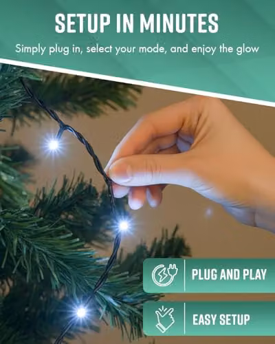 Globrite 100 LED Cool White Fairy String Lights with Remote Control and Timer for Christmas and Halloween Decorations – 4