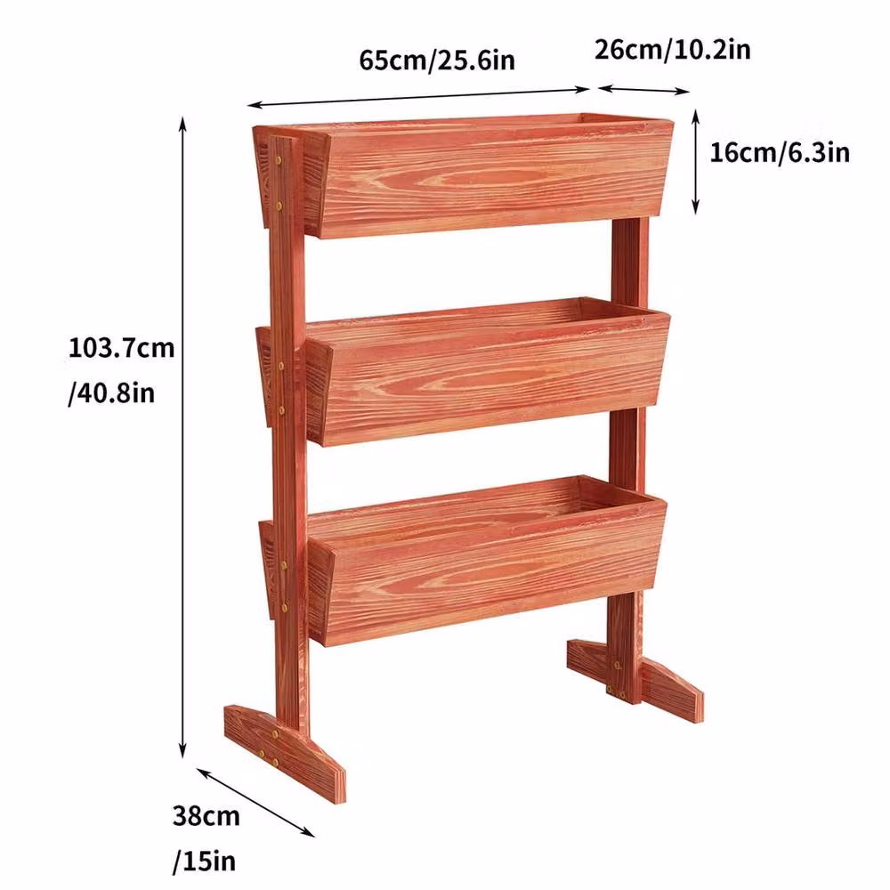 NESTLUNE 3 Tier Brown Wooden Vertical Raised Garden Bed Vegetable Planter – 2