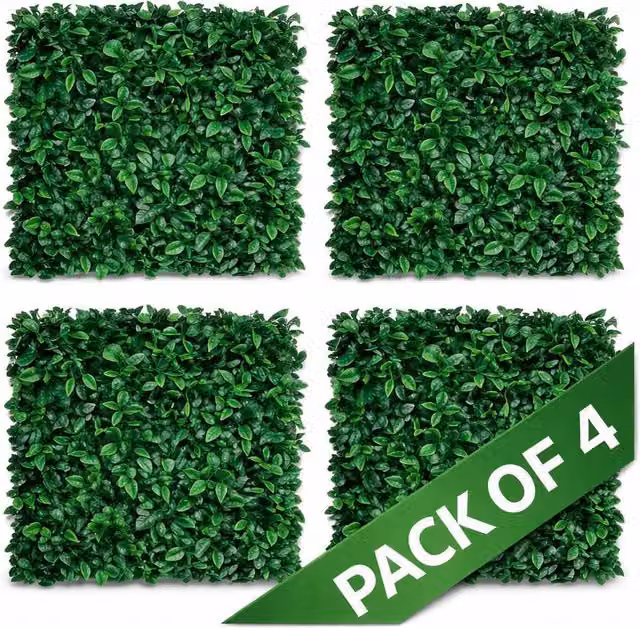 Gardenwize Pack of 4 Artificial Bay Leaf Wall Panels, Green, W/H: 50 x 50 cm