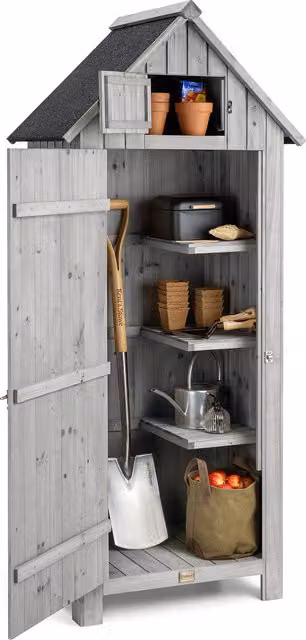 Christow Modern Pent Wood Tall Cabinet in Grey