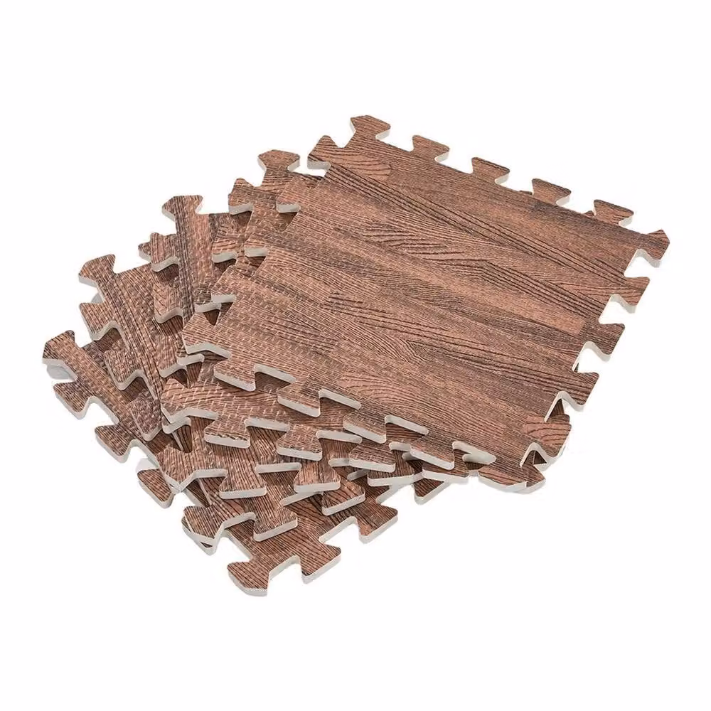 NESTLUNE Brown 10-Piece EVA Interlocking Soft Foam Kids Play Mats and Gym Floor Planks – 2