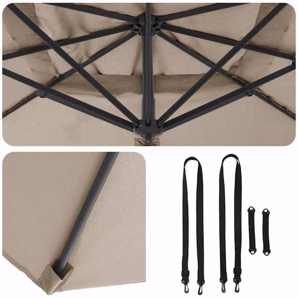 Berkfield Home Large Patio Umbrella in Beige Polyester and Steel – 4
