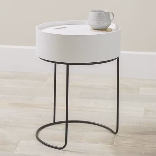 Pacific Lifestyle Industrial Wooden Storage Coffee Table with Metal Frame, White, W/D/H: 51.5 x 38.0 x 38.0 cm