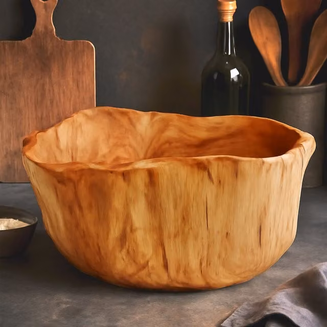 Orsina Natural Cedarwood Kora Large Brown Serving Bowl – 1