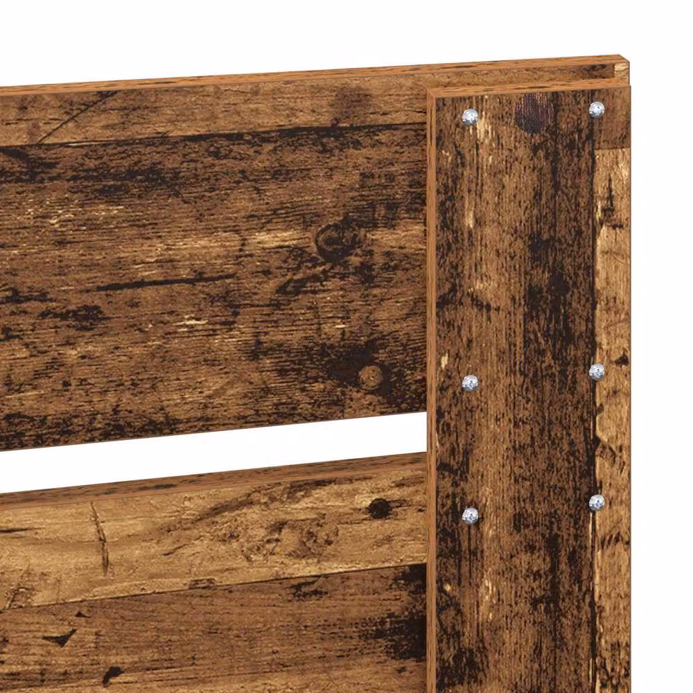 Berkfield Home Bed Frame with Headboard in Old Wood Brown, Solid Pine and MDF, W/D/H: 100 x 200 cm – 6