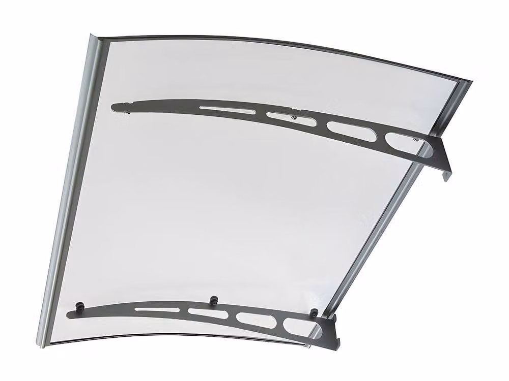 Vente-unique NEONA Curved Aluminium Door Canopy in Grey, W: 150 cm, D: 90 cm – 2