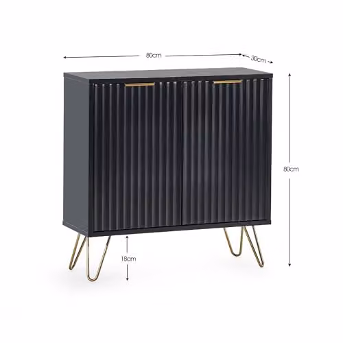 Julian Bowen Murano Compact 2 Door Sideboard in Black and Gold – 2