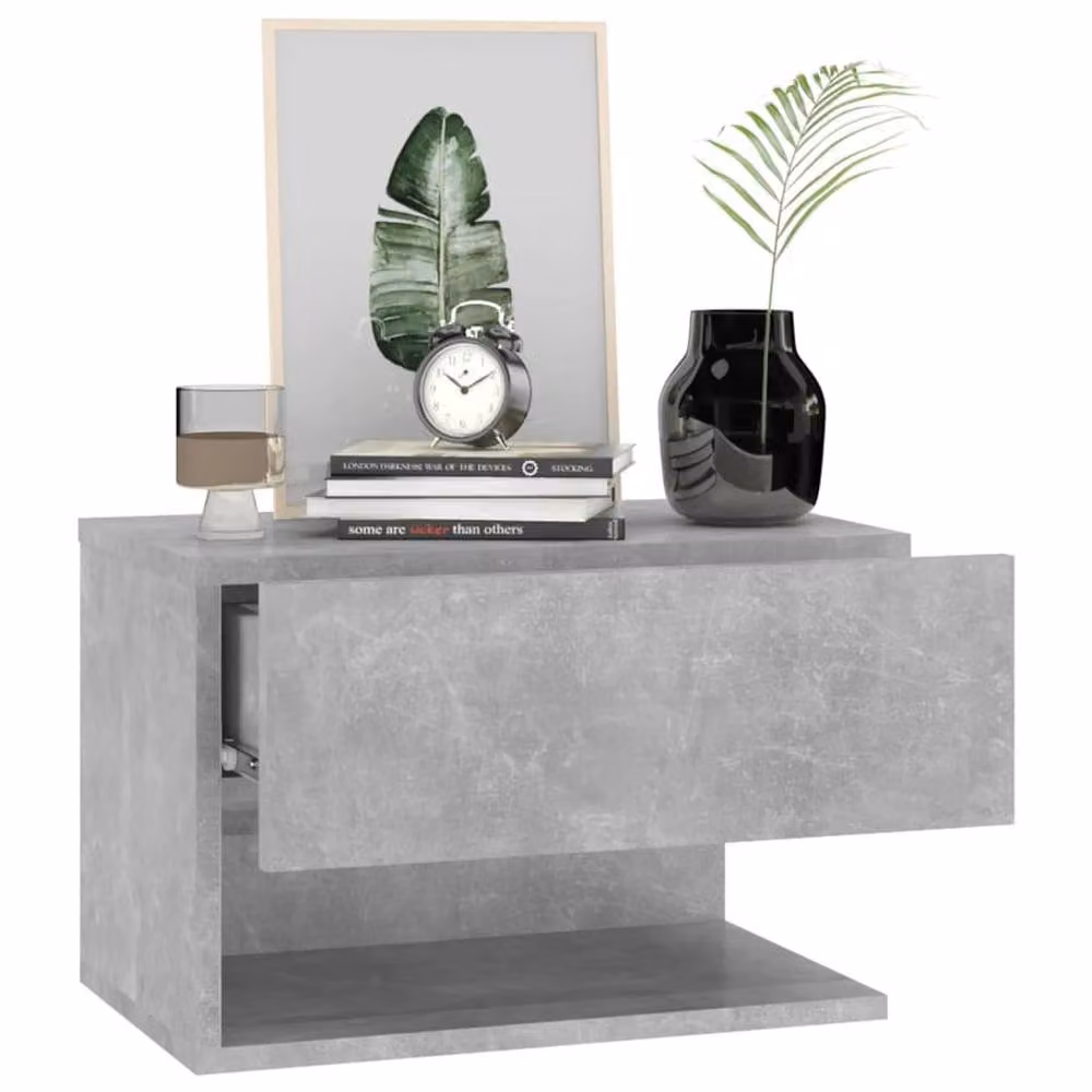 Berkfield Home Wall-mounted Bedside Cabinets, 2 Pack, Concrete Grey – 3