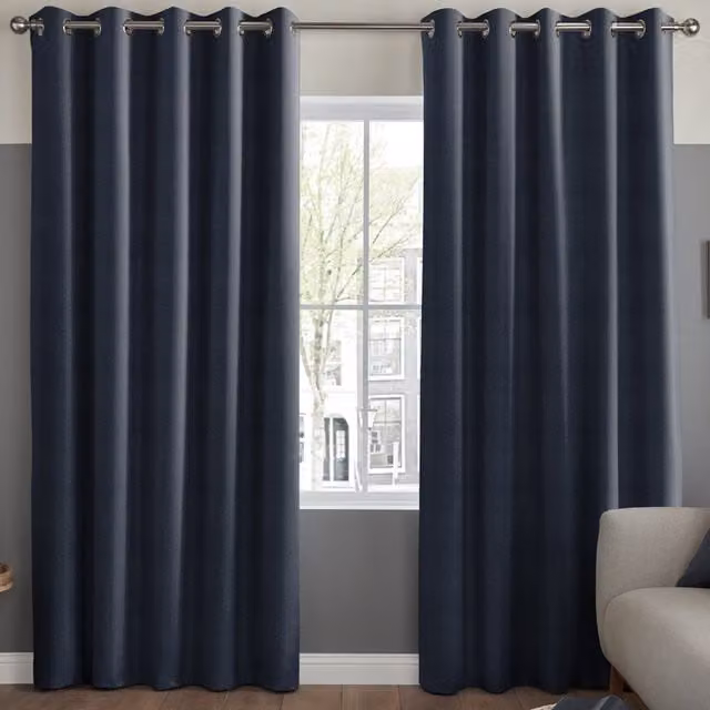Simply Collection Mika Made to Measure Blackout Eyelet Fabric Panel in Blue