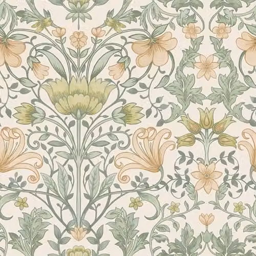 Holden Decor Vintage Floral Botanical Wallpaper in Cream, Ochre, Yellow, Orange and Green