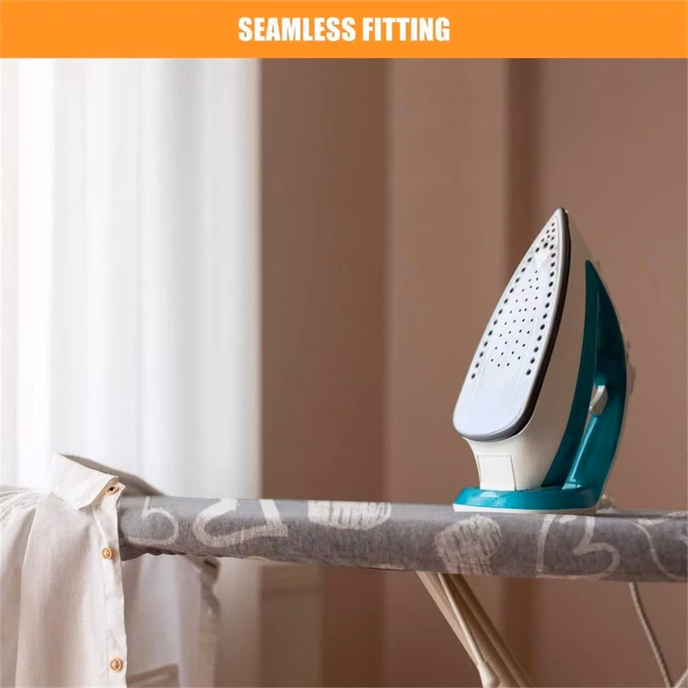 NESTLUNE Grey Hearts Ironing Board Cover with Easy Fit Elasticated Heat Reflective Fabric – 2
